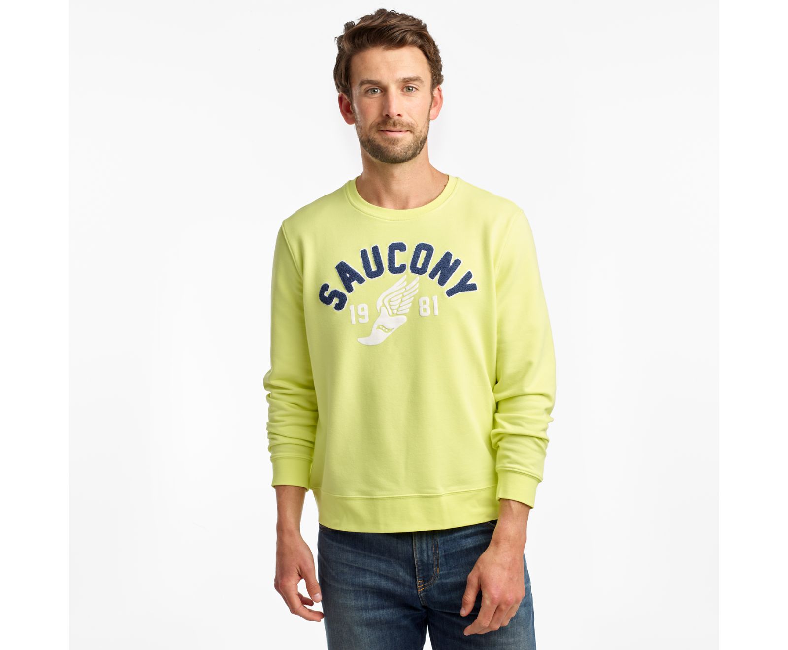 Saucony Rested Crewneck Men\'s Shirts Orange / Light Green | Canada 626WNBY